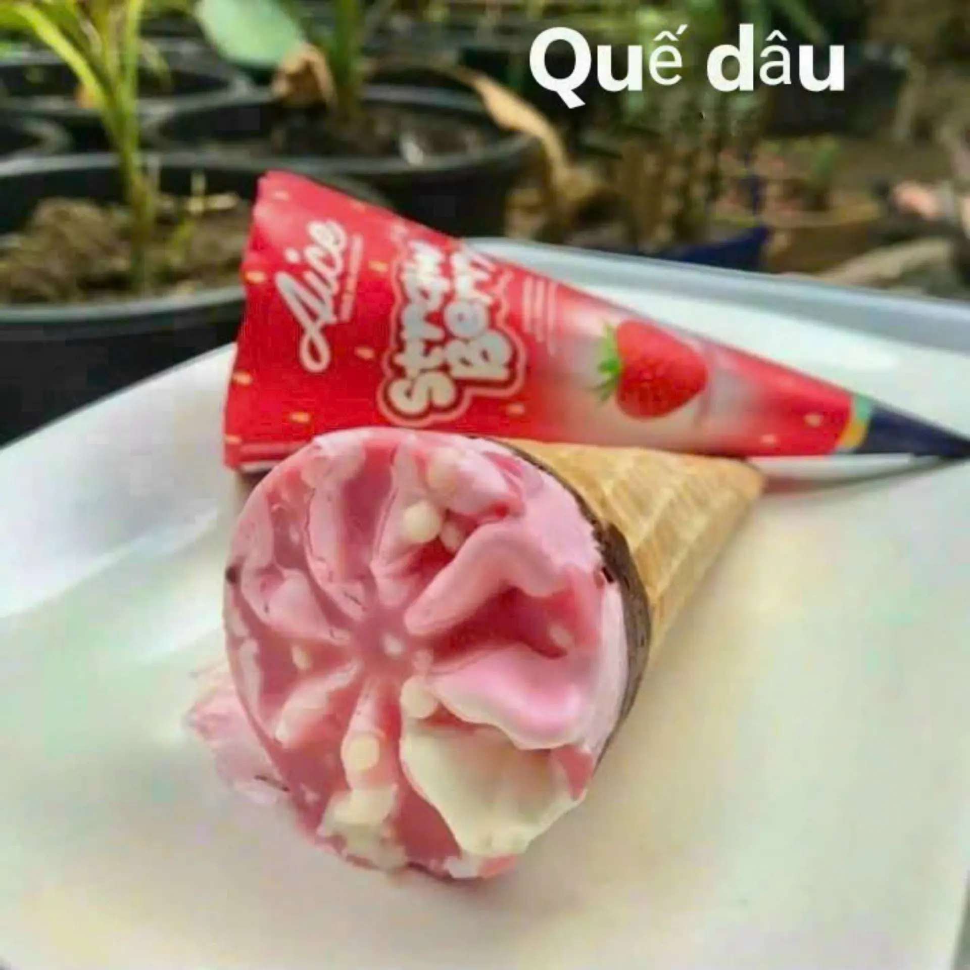Hình ảnh Kem ốc quế dâu ( 1 cây )