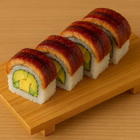 Hình ảnh R04 - Cơm cuộn lươn trứng - Unagi Tamago rolls