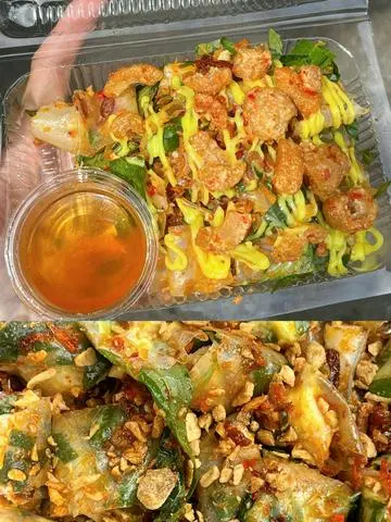 Hình ảnh Bánh tráng cuốn trộn tóp mỡ