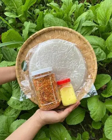 Hình ảnh combo bánh tráng phơi sương kèm 180g muối tép 100g bơ