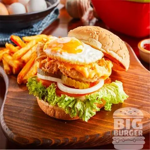 Hình ảnh Hamburger Gà Sốt Hàn Quốc + Trứng
