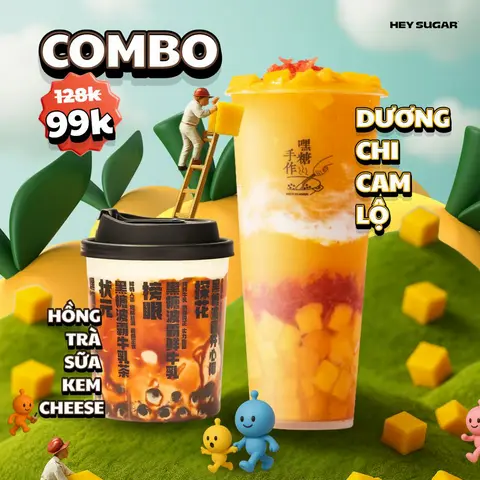 Hình ảnh Combo Hồng Trà Sữa Kem Cheese & Dương Cam Chi Lộ
