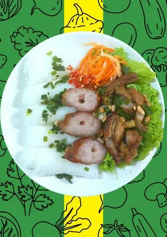Hình ảnh Bánh Hỏi Thịt và Nem Nướng 