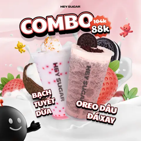 Hình ảnh Combo Bạch Tuyết Dừa & Oreo Dâu Đá Xay