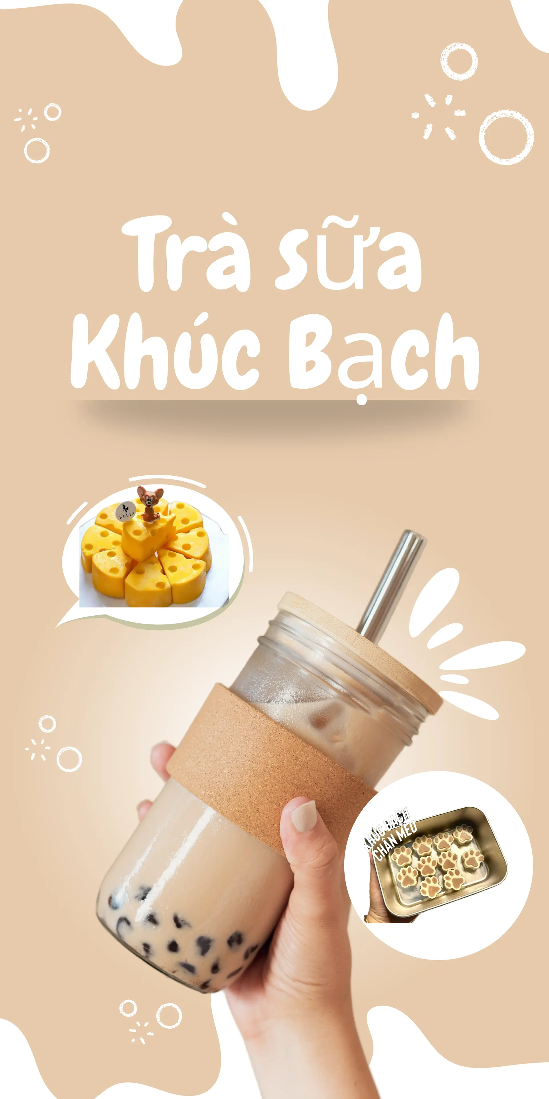 Hình ảnh Trà Sữa Khúc Bạch Chân Mèo + Phô mai Jerry