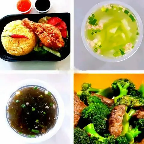 Hình ảnh Cơm bò xào+ Cơm gà sốt mắm tỏi+ 2 canh
