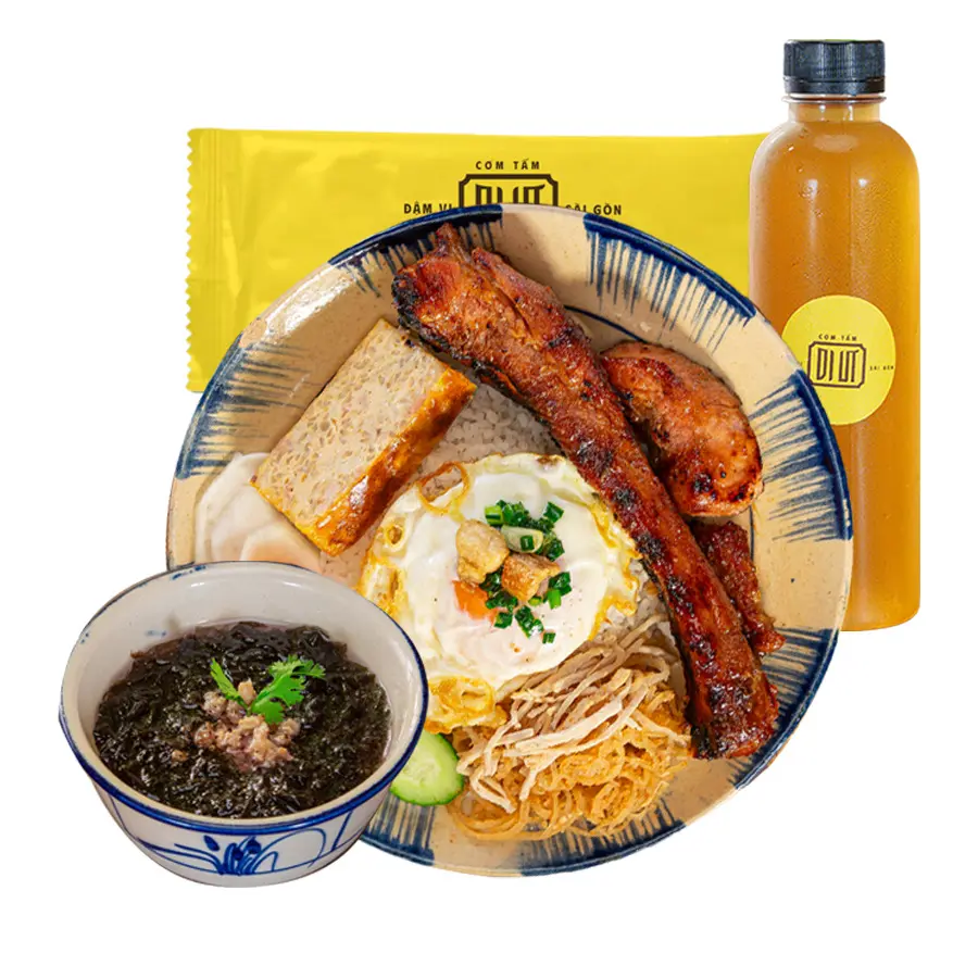 Hình ảnh Combo Cơm sườn non 3 món +Canh + Khăn + Nước tùy chọn