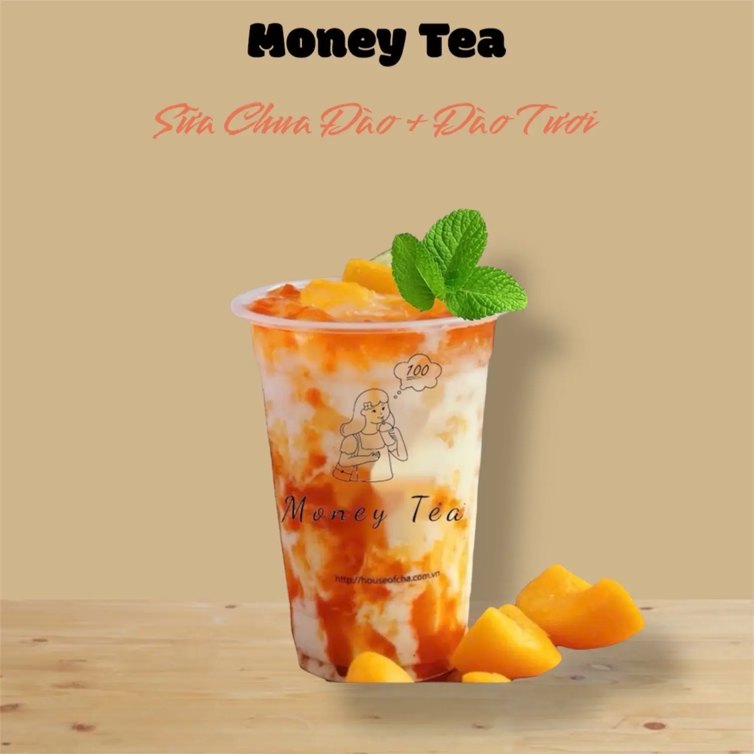 Hình ảnh Sữa chua đào - đào tươi - Ly 700ml