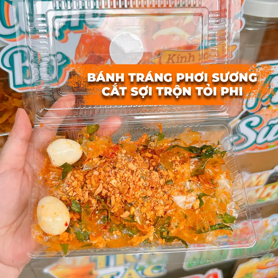 Hình ảnh Bánh Tráng Phơi Sương Cắt Sợi Trộn Tỏi Phi