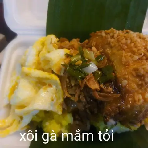 Hình ảnh xôi gà mắm tỏi