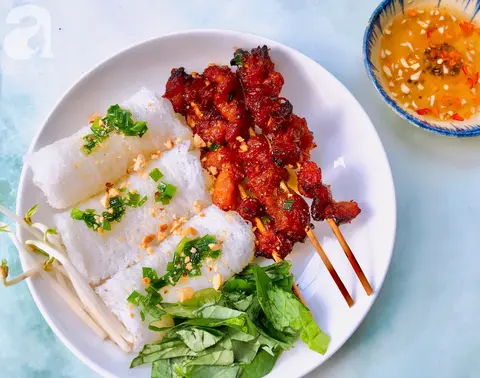 Hình ảnh bánh hỏi thịt nướng