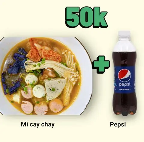 Hình ảnh Combo Mì Cay Chay + Pepsi 