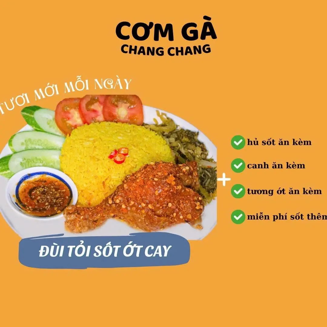 Hình ảnh Cơm gà xối mỡ xốt sả ớt cay (size nhỏ) 