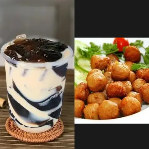 Hình ảnh Combo trà sữa sương sáo sợi + bò viên