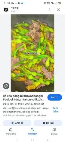 Hình ảnh cơm bong bí xào thịt bò 