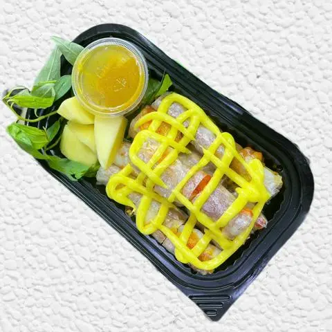 Hình ảnh Bánh Tráng CUỘN Sốt Muối Béo PHỦ BƠ Chấm Sốt