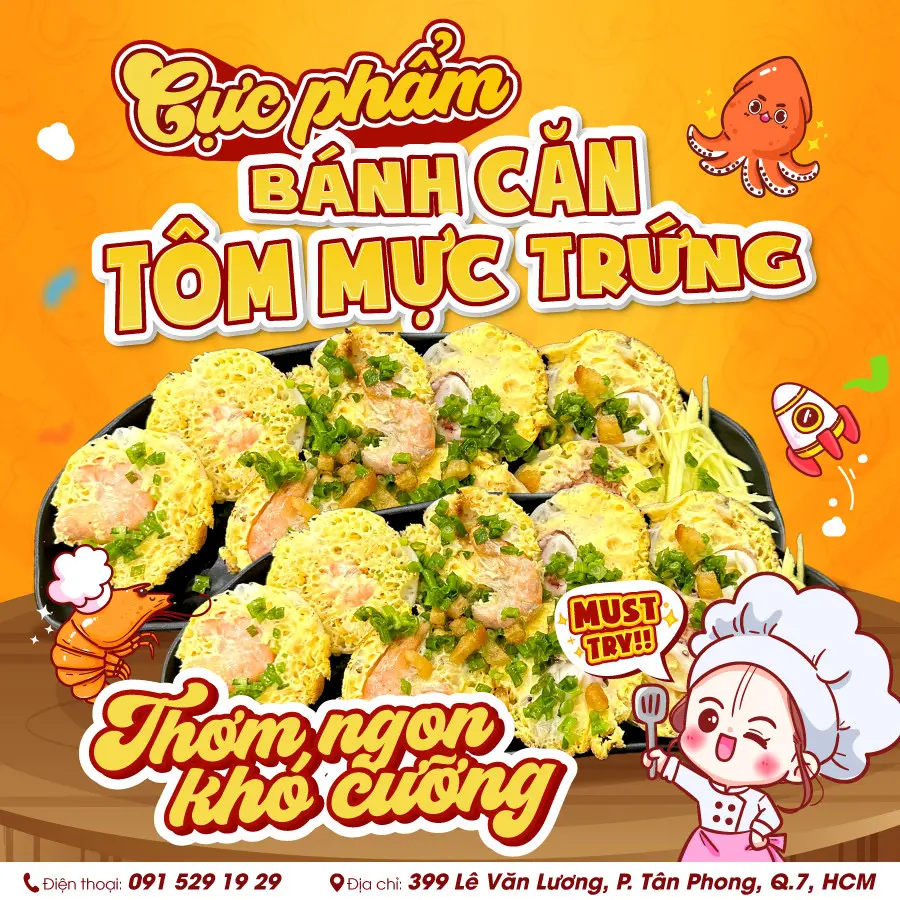 Hình ảnh Bánh căn tôm mực trứng gà