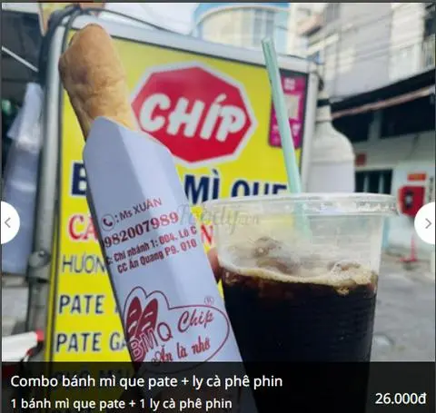 Hình ảnh Combo bánh mì que pate + Cà phê đen