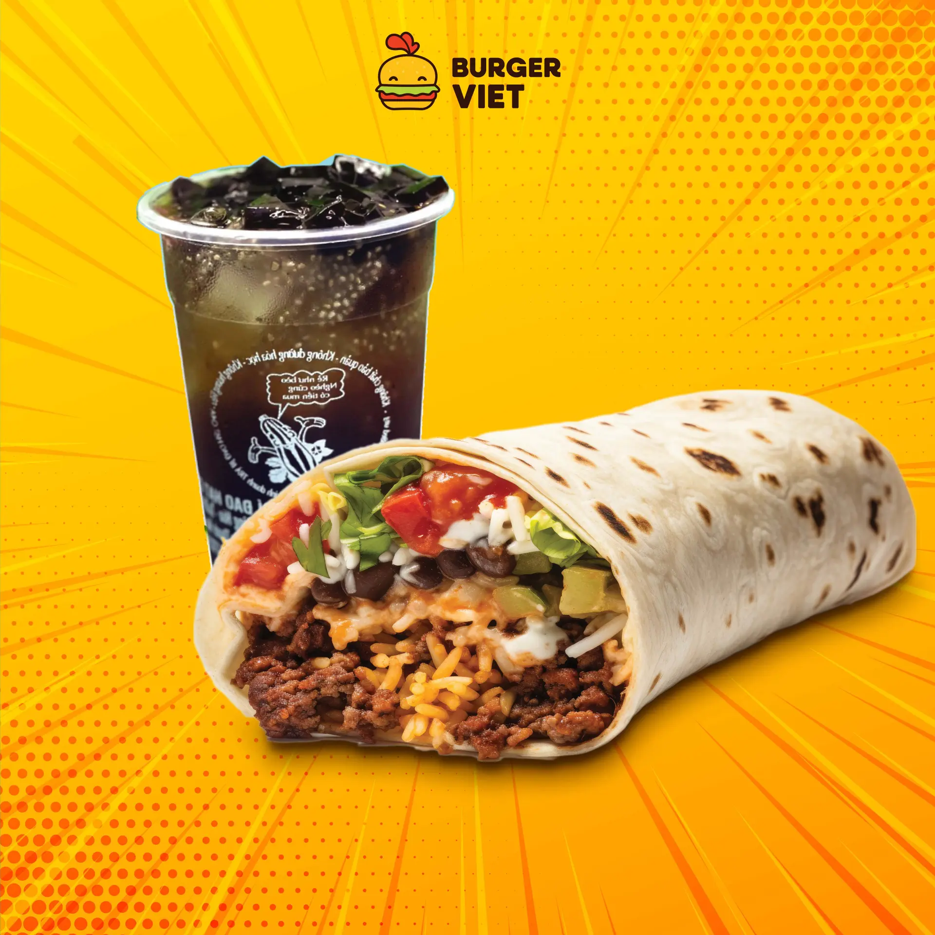 Hình ảnh Burrito phô mai đặc biệt + Trà Bí Đao