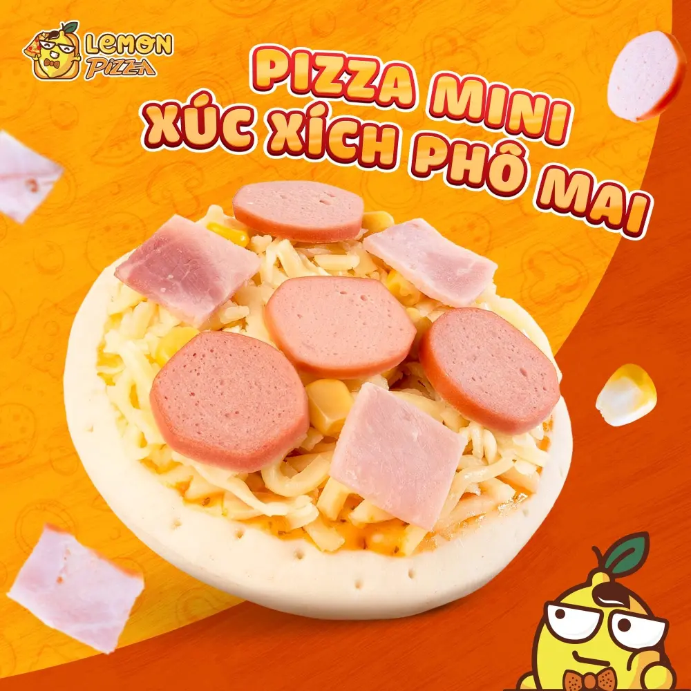 Hình ảnh Pizza Xúc Xích, Phô Mai Ý 10cm Mini (Kèm Sốt Tương)