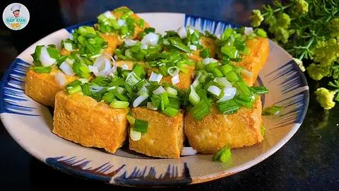 Hình ảnh đậu hủ chiên giòn cà pháo mắm tôm