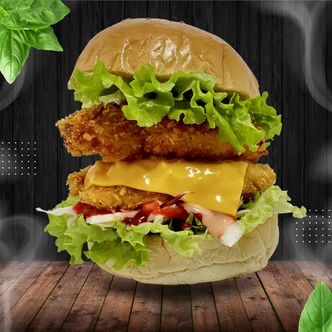 Hình ảnh Hamburger "trâu khổng lồ" gà