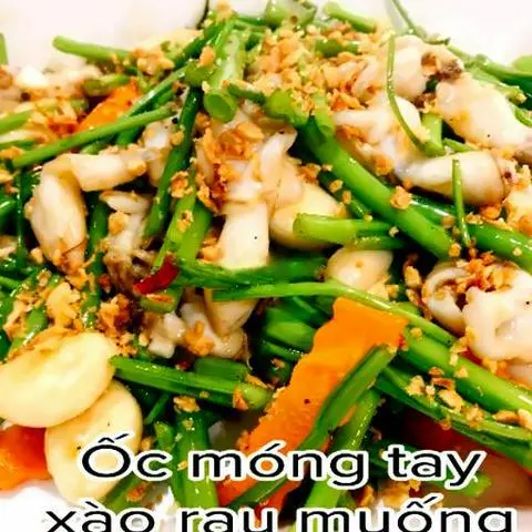 Hình ảnh Ốc móng tay xào rau muống