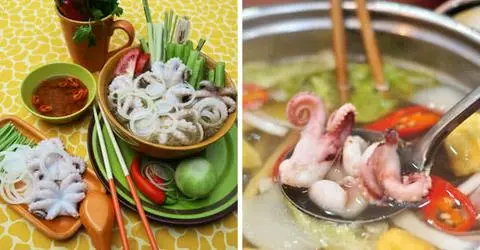 Hình ảnh lẩu Bạch tuộc nhúng giấm