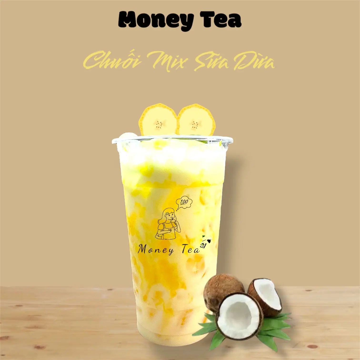 Hình ảnh Chuối mix Sữa Dừa Latte (L) - Ly 700ml