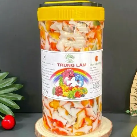 Hình ảnh Thạch Đại Long Cá 4 Màu Hũ 2,5Kg, Rau Câu 3D Thơm Ngon Chính Hãng