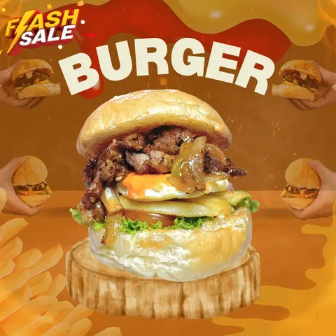Hình ảnh Burger bò sốt tiêu - ốp la