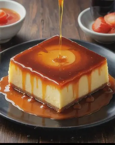 Hình ảnh Bánh flan sốt trà sữa