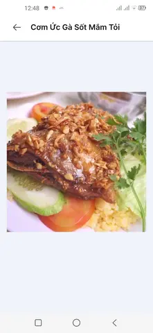 Hình ảnh Cơm Ức Gà Sốt Mắm Tỏi