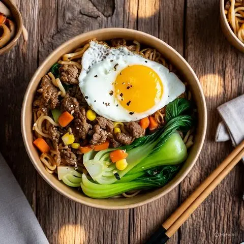 Hình ảnh mì trộn indomie bò xào trứng
