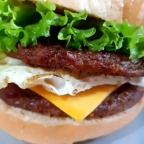 Hình ảnh Hamburger bò miếng 2 tầng + phô mai + trứng