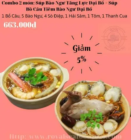 Hình ảnh combo hai món-suos bào ngư tăng lực đại bổ+súp bồ câu tiềm bào ngư đại bổ 