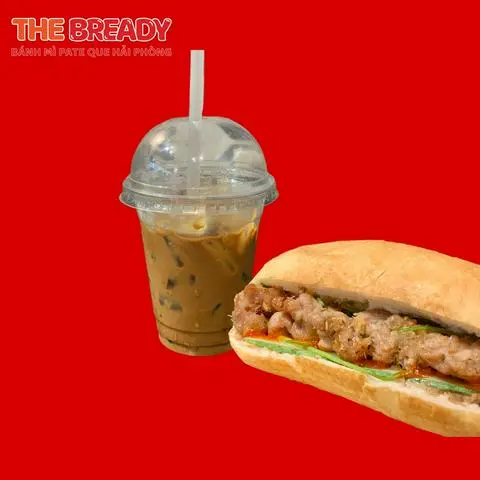 Hình ảnh Combo4: Cafe sữa + Bánh mì to thịt xiên nướng