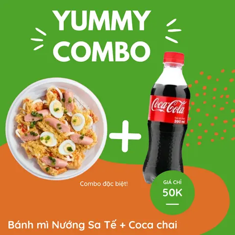 Hình ảnh Bánh mì Nướng Sa Tế + Coca chai