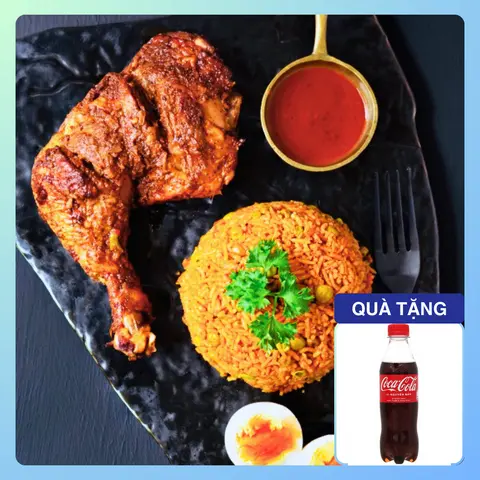 Hình ảnh Cơm Gà ĐÙI TO sốt MẮM TỎI + TẶNG Coca