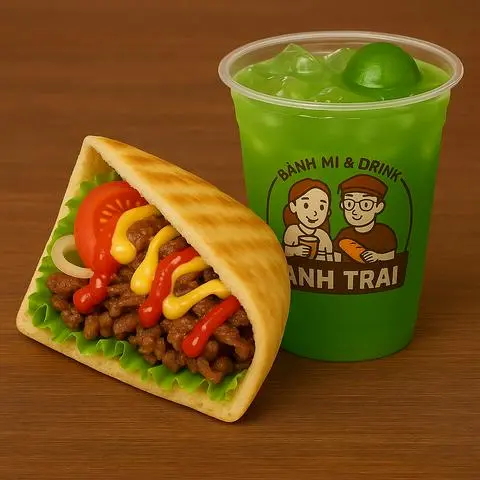 Hình ảnh Sinh Đôi - Bánh Tam Giác Bò + Trà Tắc Bạc Hà