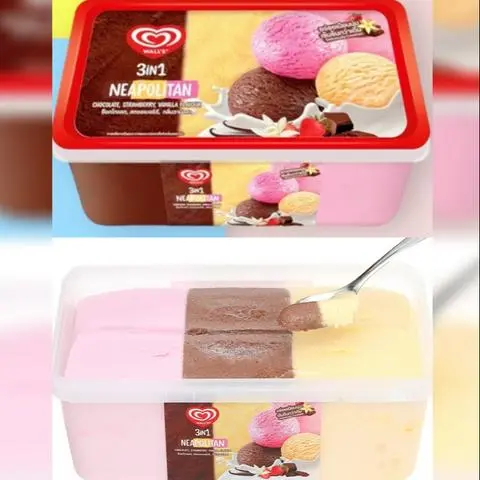 Hình ảnh Kem Hộp Wall's NEAPOLITAN Dâu - Vani - Socola (770ml) Thơm Ngon