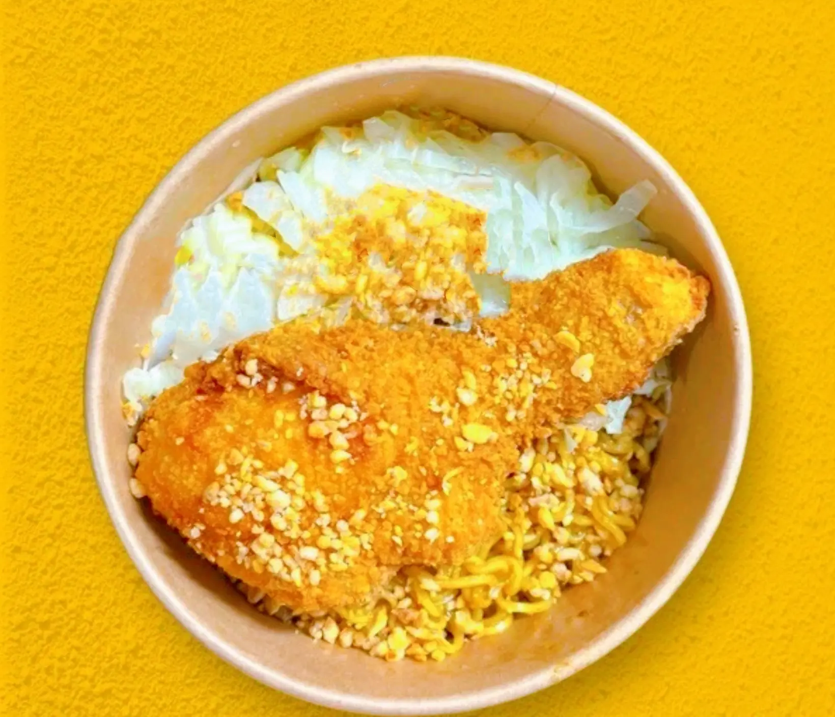 Hình ảnh Mì Trộn Sốt, Tỏi Bơ Đặc Biệt, Gà Đùi Rán, Áo Mắm Bơ,Tỏi Phi + (Kèm Tương Ớt,Cà,Rau Bắp/Cải Thảo,Nấm)