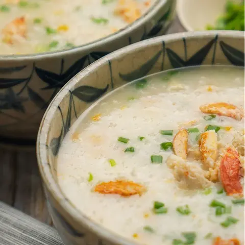 Hình ảnh cháo thịt ghẹ thịt bằm 