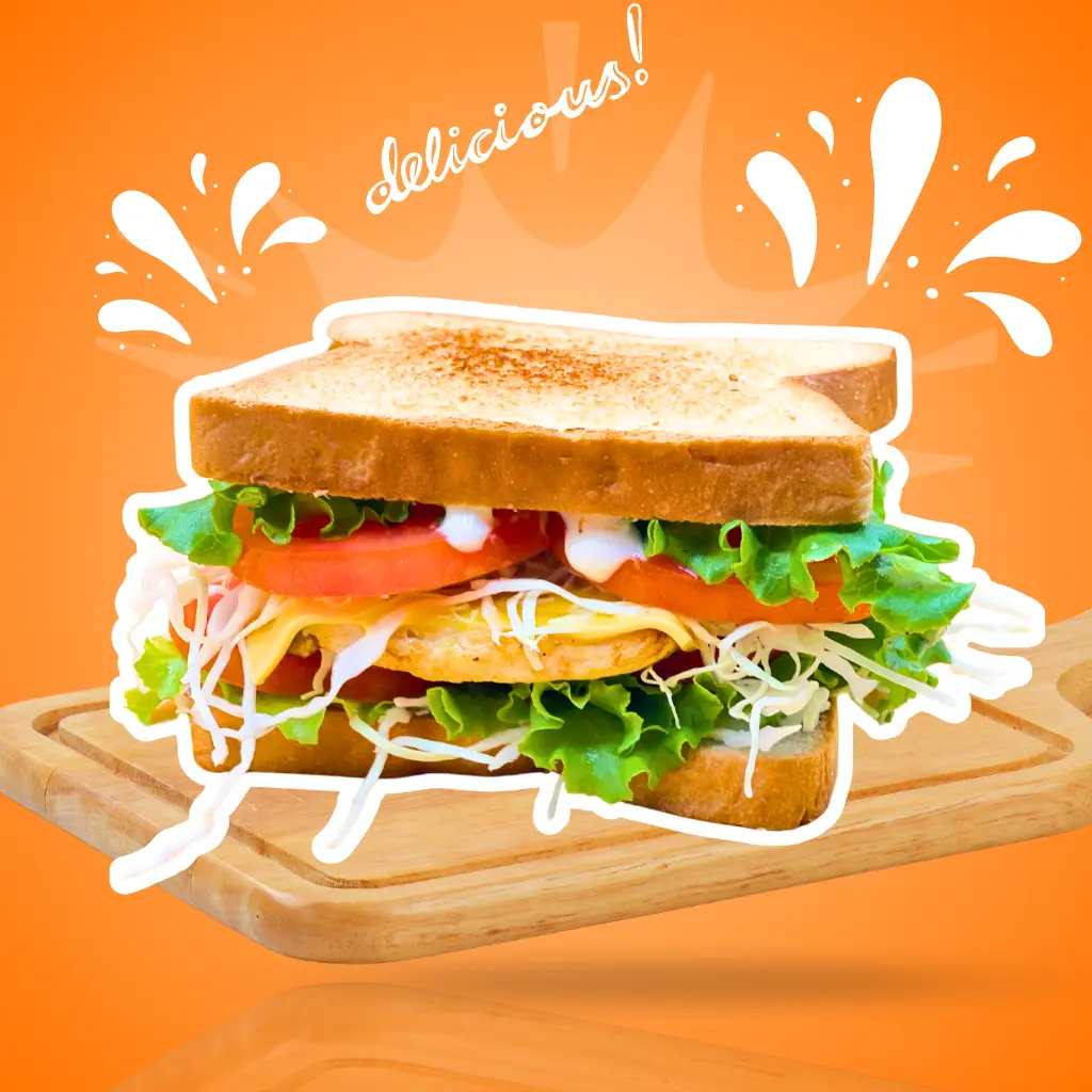 Hình ảnh Sandwich Gà Phô Mai Lát