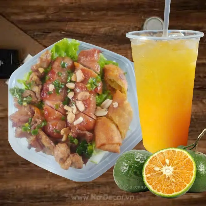 Hình ảnh Combo bún thịt nướng đặc biệt + Nước cam tươi vắt ly lớn 700ml 
