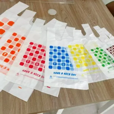Hình ảnh Túi In Caro 500g Size 20cm, Túi 2 Quai Màu Cửa Hàng, Quần Áo, Giày Dép,Đồ Ăn