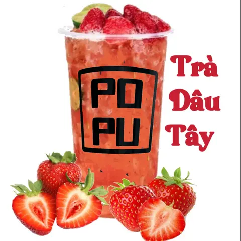 Hình ảnh Trà Dâu Tây Thạch Sợi 
