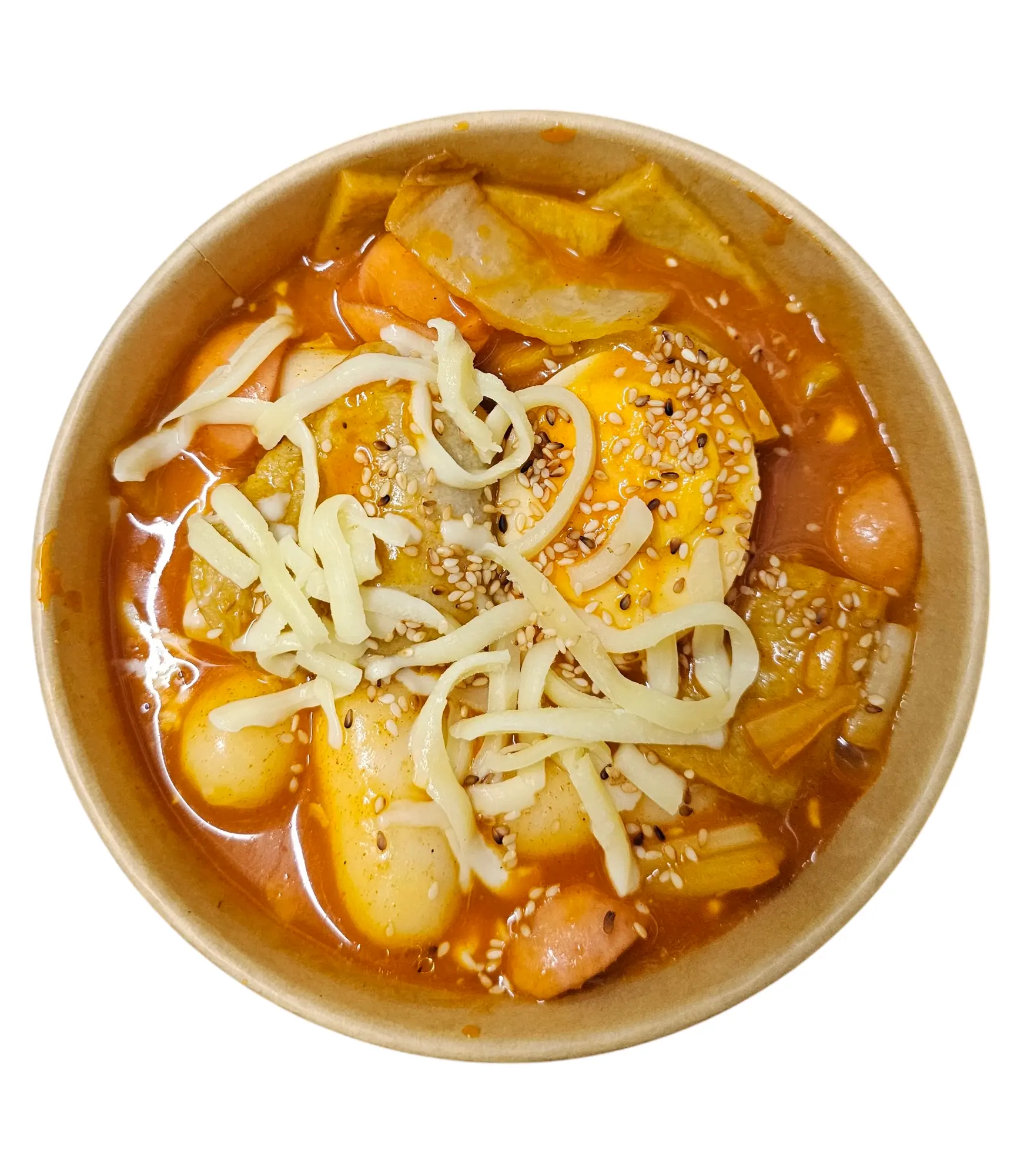 Hình ảnh Tokbokki phô mai xốt cay thập cẩm ( chả cá - trứng - xúc xích )