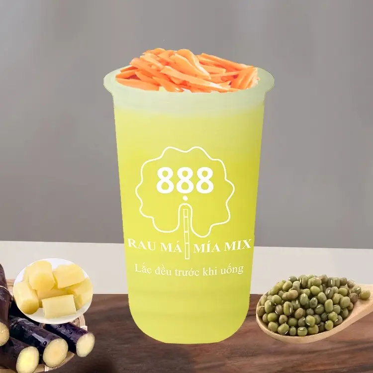 Hình ảnh CB5 : Nước mía mix đậu xanh topping thạch lá dứa dừa sấy