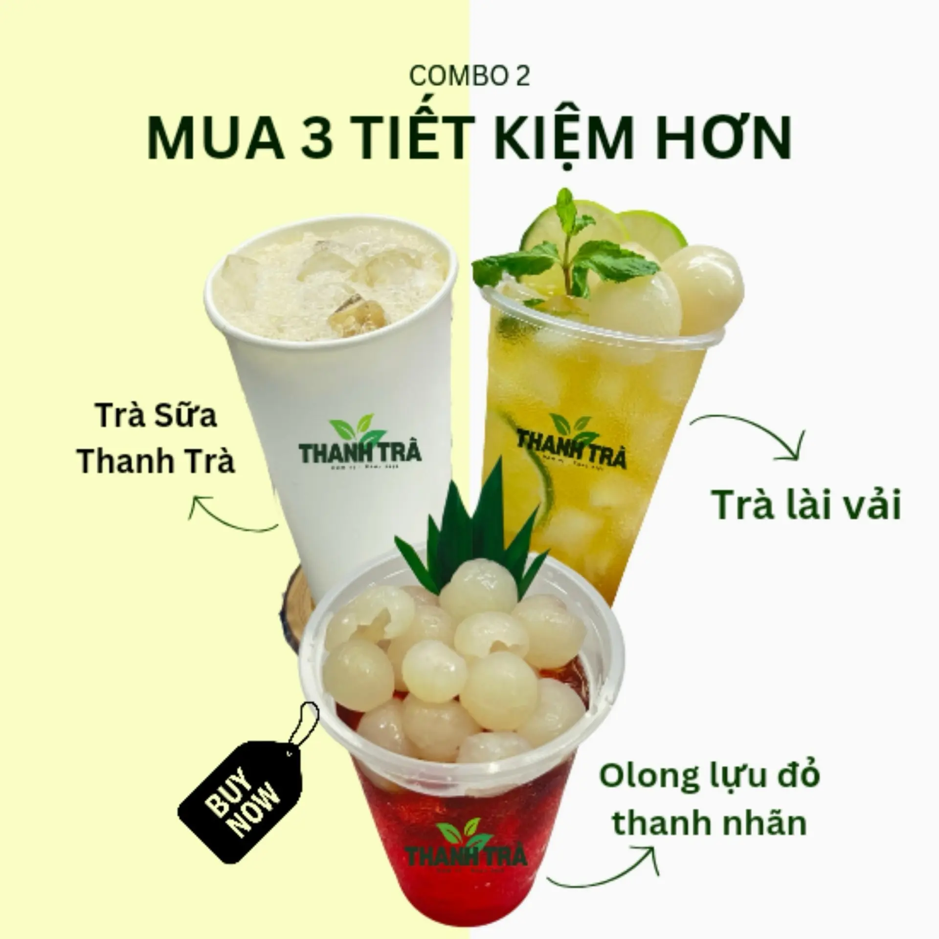 Hình ảnh Combo 2: TS Thanh Trà (L) + Trà Lài Vải (L) + 1 Olong Lựu Thanh Nhãn (L)